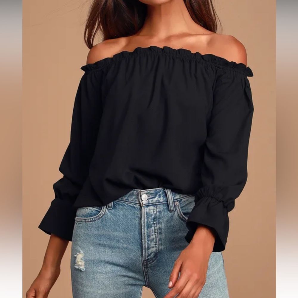 Lulus Black Off The Shoulder Too Size L